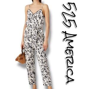 525 America Silk Blend Abstract Print Wrap Front Jumpsuit Womens Size XS Luxury